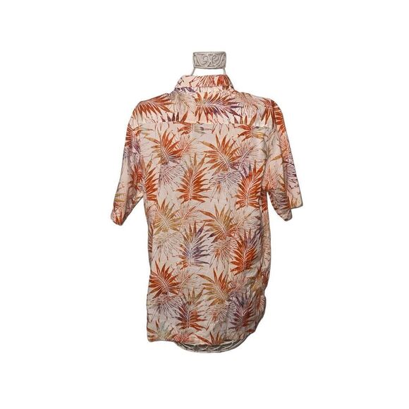 Good CONDITION Saks Fifth Ave Men large Colorful Palm Print Casual Button Shirt - Picture 2 of 5